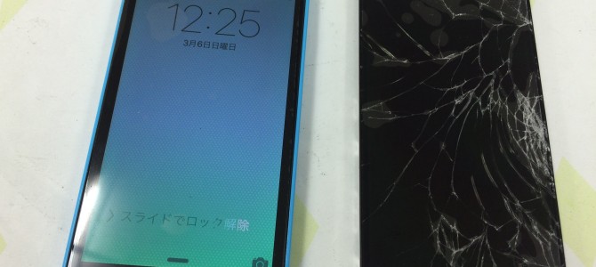 ◆明石市よりiPhone5c ガラス割れ -2016 3/6-