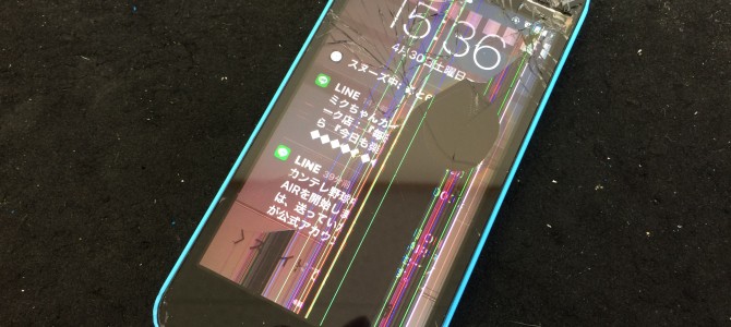 ◆加古川市よりiPhone5c ガラス割れ＆液晶、タッチ操作不良 -2016 4/30-