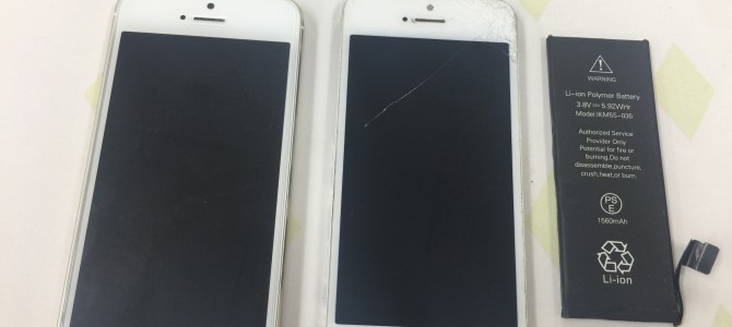 ◆高砂市よりiPhone5s ガラス割れ＆タッチ不良、バッテリー交換 -2017 12/13-