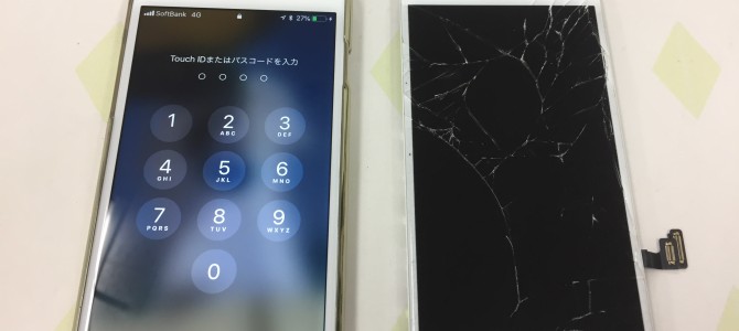 ◆明石市よりiPhone7 ガラス割れ＆液晶不良 -2018 7/13-