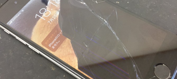 ◆加古川市よりiPhone6 ガラス割れ、液晶不良、充電不良 -2019 7/25-