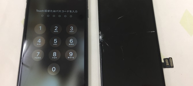 ◆明石市よりiPhone8 ガラス割れ、タッチ不良 -2019 9/1-